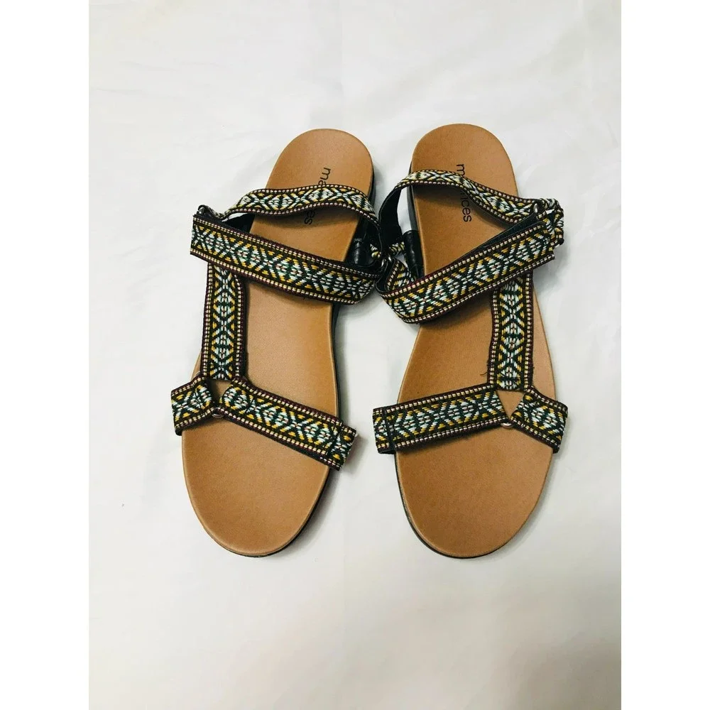Maurices Polly Strappy Multicolor Sandals Hook and Loop Closure, NWOT, Size 10 - Picture 1 of 4